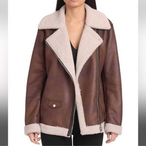Avec Les Filles Faux Leather Shearling Jacket